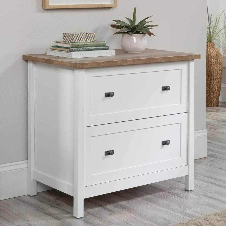 Sauder White Cottage Road Lateral File Cabinet - Stylish Storage Solution for Office & Home