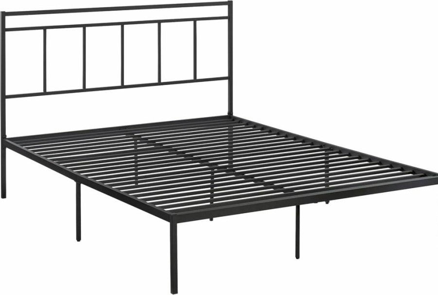 Sauder Cannery Bridge Queen Size Platform Bed with Black Finish - Sturdy Modern Bed Frame for Bedroom