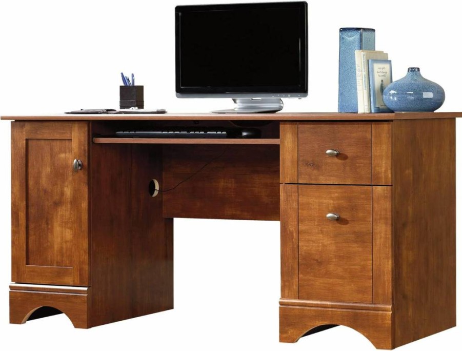 Sauder Laurel Oak Office Desk for Home and Workspace, Stylish and Functional Writing Desk