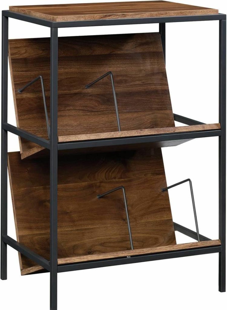Sauder Nova Loft Grand Walnut Accent Storage Cabinet | Modern Wood Finish Side Table with Shelf
