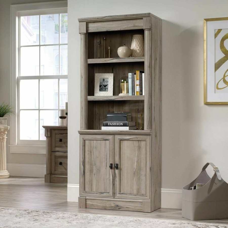 Sauder Palladia Split Oak Library Bookcase with Doors - 29.37" Width x 13.9" Depth x 71.85" Height Bookshelf