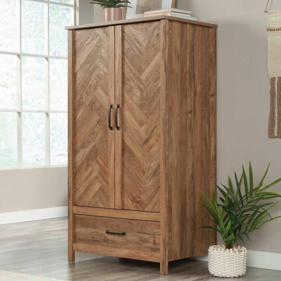 Sauder Cannery Bridge Armoire with Sindoori Mango Finish - 32.36" Width, 22.52" Depth, 59.80" Height Storage Cabinet