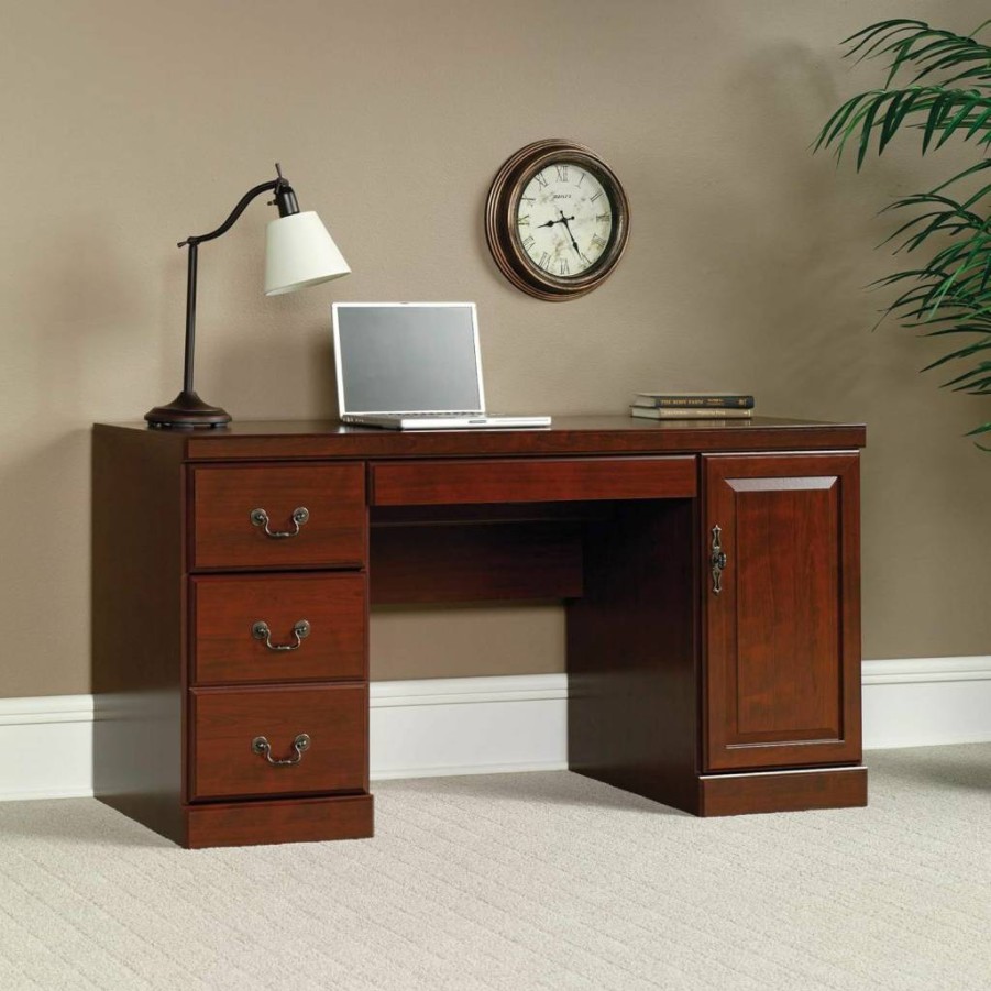Sauder Heritage Hill Computer Desk Credenza in Classic Cherry Finish, 59.25" Length x 20.47" Width x 30.24" Height, Home Office Furniture