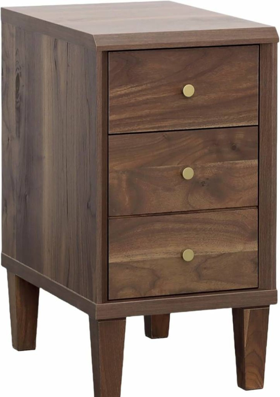 Sauder Willow Place Grand Walnut Finish Side Table - Compact Chairside End Table with Stylish Storage