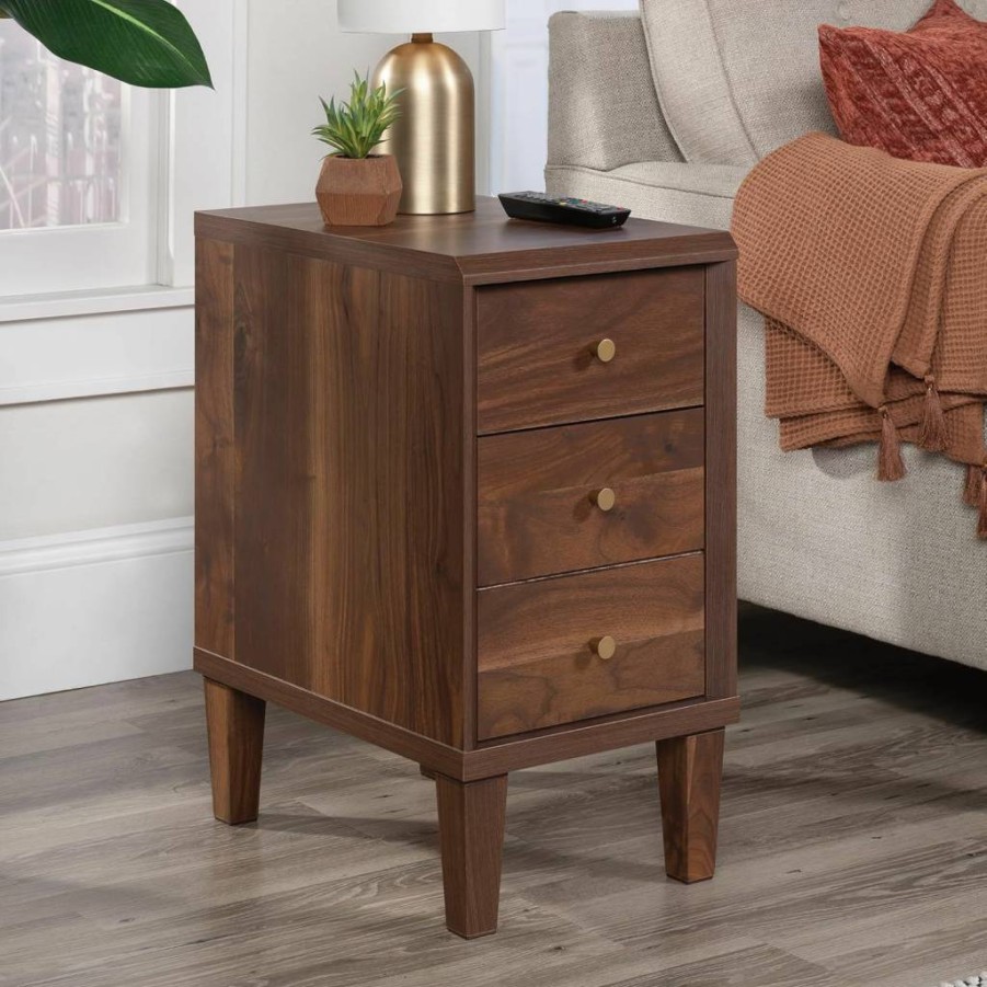 Sauder Willow Place Grand Walnut Finish Side Table - Compact Chairside End Table with Stylish Storage