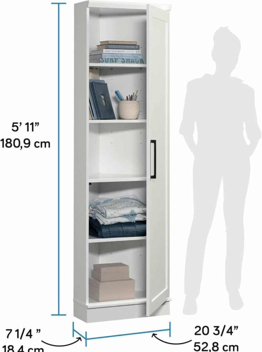 Sauder HomePlus Corner Cabinet with Soft White Finish - Stylish Storage Solution for Living Room or Office