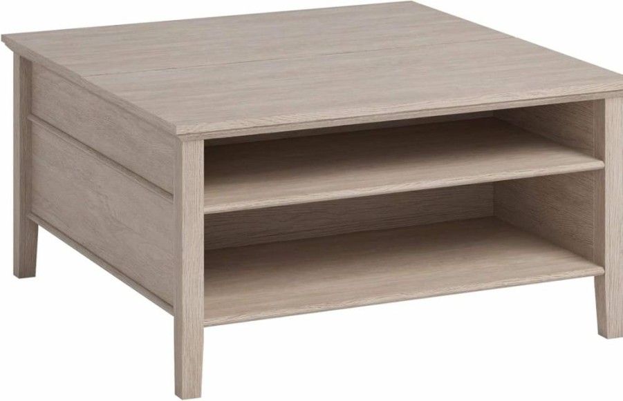Sauder East Adara Lift Top Coffee Table with Hidden Storage, Cascading Oak Finish - Modern Lift-Top Design for Living Room
