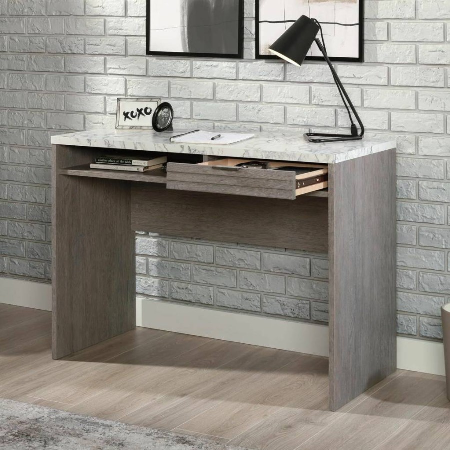 Sauder East Rock Writing Desk with Storage - 43.15" Length, 19.45" Width, 30" Height - Ashen Oak Finish Home Office Desk