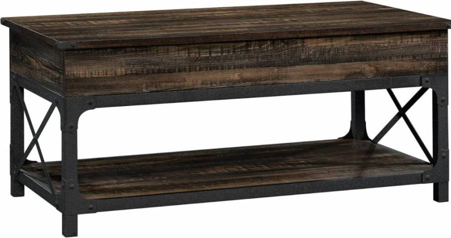 Sauder Milled Mesquite Lift-Top Coffee Table with Storage - Steel River Collection