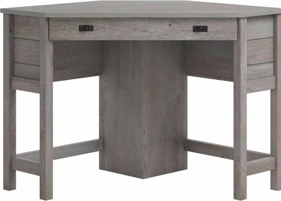 Sauder Mystic Oak Corner Computer Desk - Space-Saving Cottage Road Design for Home Office