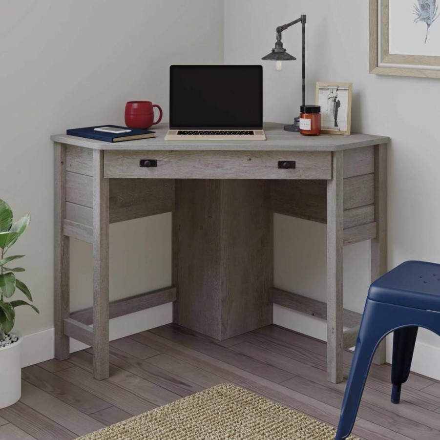 Sauder Mystic Oak Corner Computer Desk - Space-Saving Cottage Road Design for Home Office