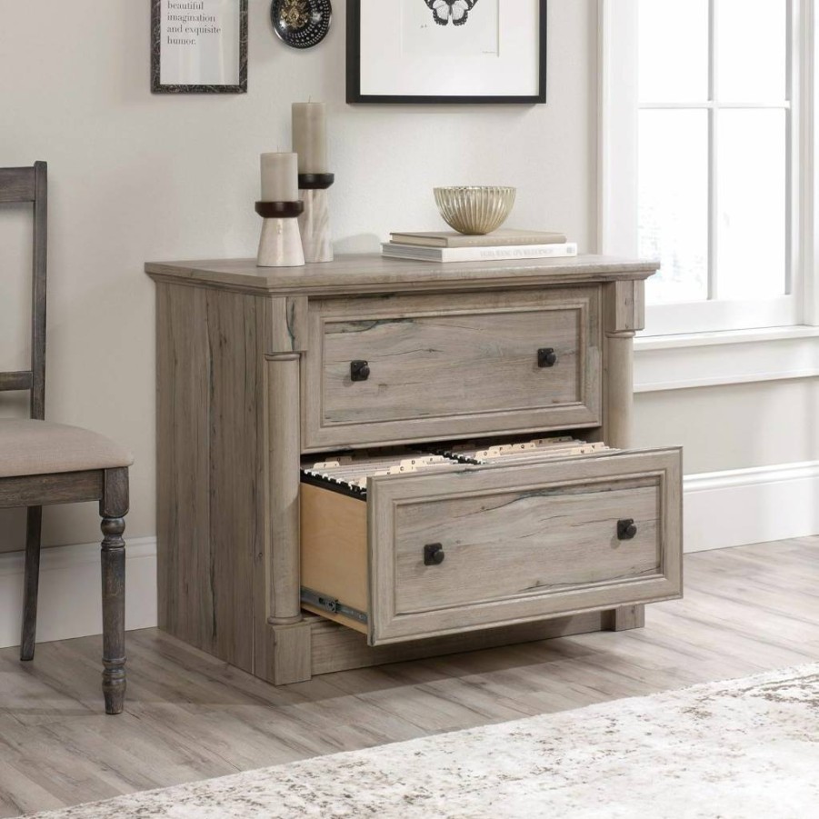 Sauder Palladia 2-Drawer Lateral File Cabinet for Home Office, Split Oak Finish, Hanging File Organizer with Interlocking Drawers